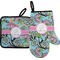Summer Flowers Oven Mitt & Pot Holder Set w/ Name and Initial