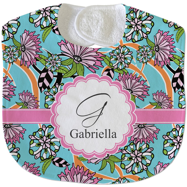 Summer Flowers New Baby Bib - Closed and Folded