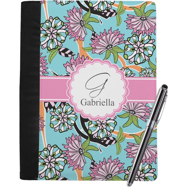 Custom Summer Flowers Notebook Padfolio - Large w/ Name and Initial