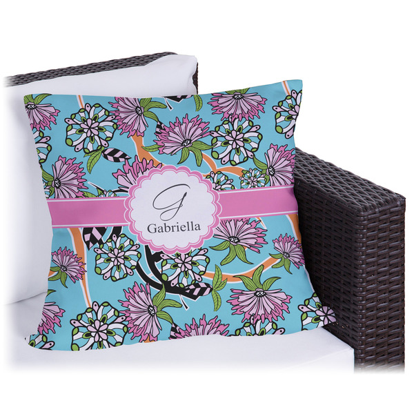 Custom Summer Flowers Outdoor Pillow - 18" (Personalized)