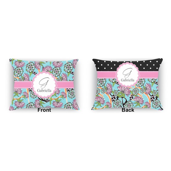 Summer Flowers  Outdoor Rectangular Throw Pillow (Front and Back)