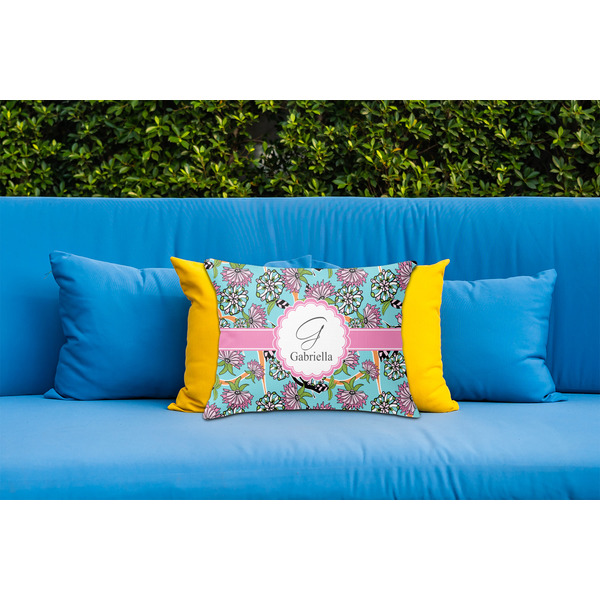 Summer Flowers Outdoor Throw Pillow  - LIFESTYLE (Rectangular - 20x14)