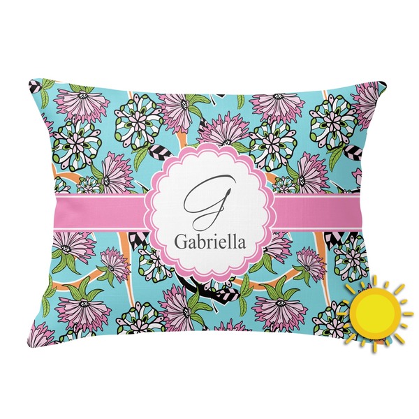 Custom Summer Flowers Outdoor Throw Pillow (Rectangular) (Personalized)