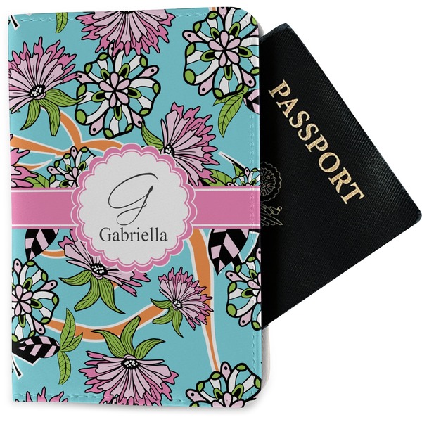 Custom Summer Flowers Passport Holder - Fabric (Personalized)
