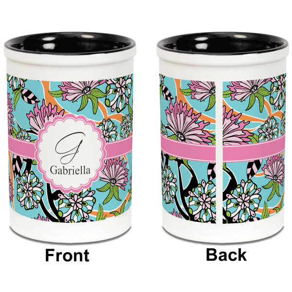Summer Flowers Pencil Holder - Black - approval