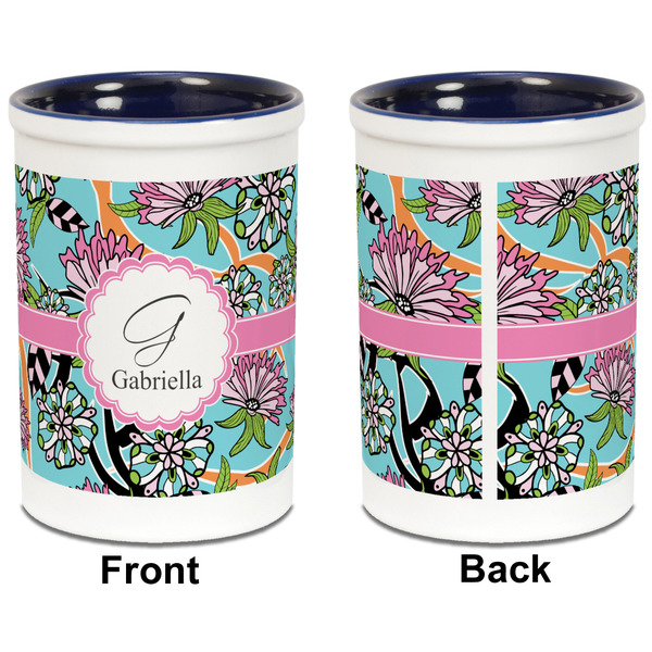 Summer Flowers Pencil Holder - Blue - approval