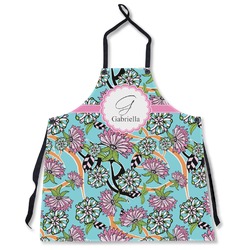 Summer Flowers Apron Without Pockets w/ Name and Initial