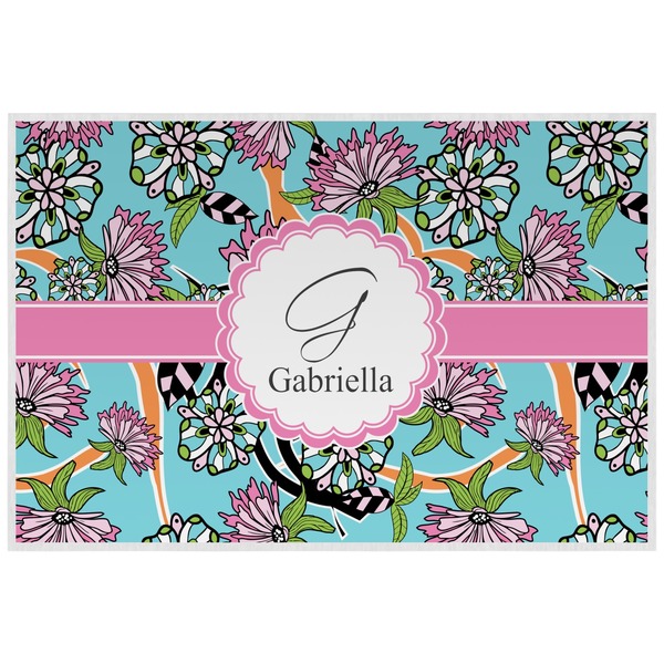 Custom Summer Flowers Laminated Placemat w/ Name and Initial