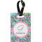 Summer Flowers Plastic Luggage Tag - Rectangular w/ Name and Initial