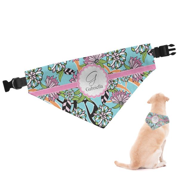 Custom Summer Flowers Dog Bandana - Large (Personalized)