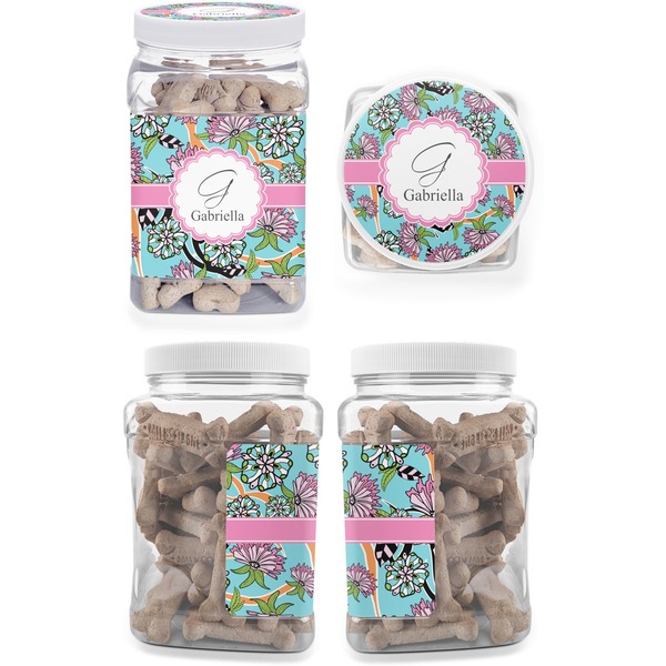 Summer Flowers Pet Treat Jar - Multiple Angles