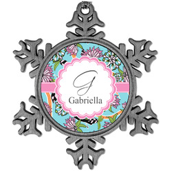 Summer Flowers Vintage Snowflake Ornament (Personalized)