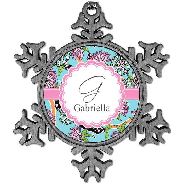 Custom Summer Flowers Vintage Snowflake Ornament (Personalized)