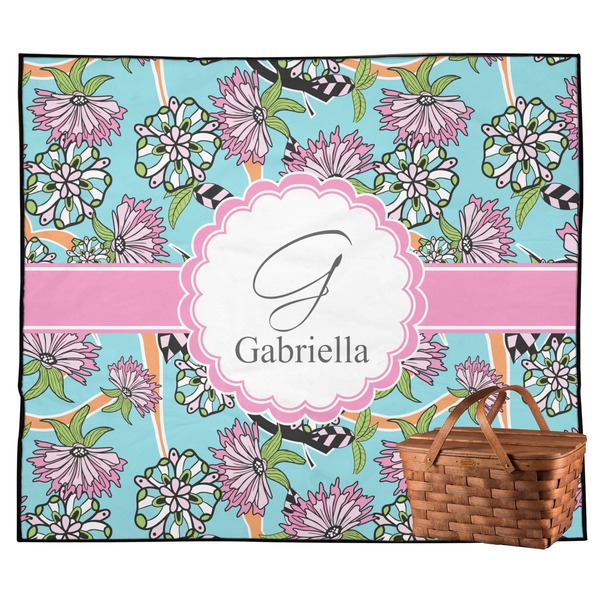 Custom Summer Flowers Outdoor Picnic Blanket (Personalized)