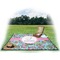 Summer Flowers Picnic Blanket - with Basket Hat and Book - in Use