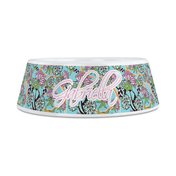 Summer Flowers Plastic Dog Bowls - Medium - FRONT