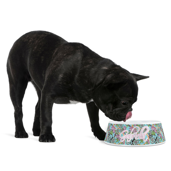 Summer Flowers Plastic Pet Bowls - Medium - LIFESTYLE