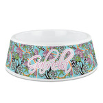 Summer Flowers Plastic Dog Bowl (Personalized)