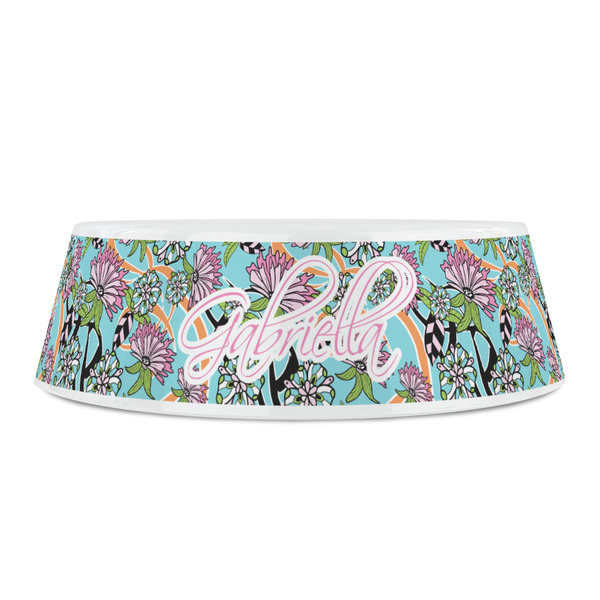 Summer Flowers Plastic Pet Bowls - Small - FRONT