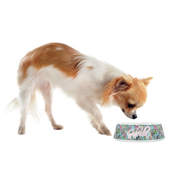 Summer Flowers Plastic Pet Bowls - Small - LIFESTYLE
