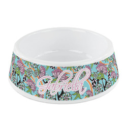 Summer Flowers Plastic Dog Bowl - Small (Personalized)
