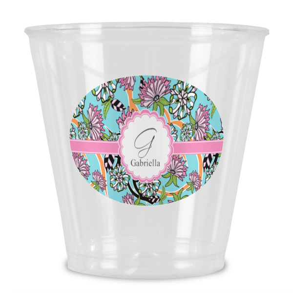 Custom Summer Flowers Plastic Shot Glass (Personalized)