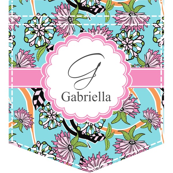 Custom Summer Flowers Iron On Faux Pocket (Personalized)