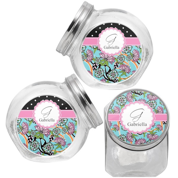 Summer Flowers Puppy Treat Jar - Top Left Right