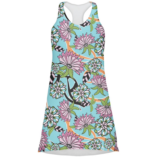 Custom Summer Flowers Racerback Dress - X Large