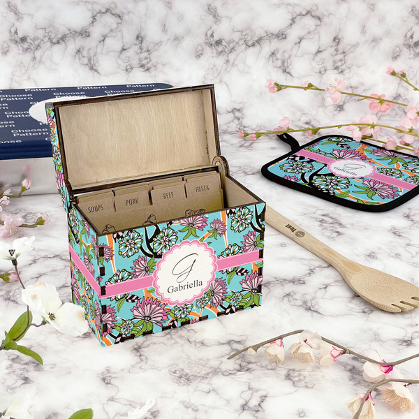 Summer Flowers Recipe Box - Full Color - In Context