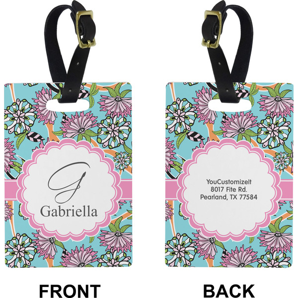 Summer Flowers Rectangle Luggage Tag (Front + Back)