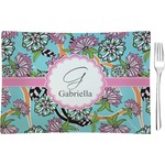 Summer Flowers Rectangular Glass Appetizer / Dessert Plate - Single or Set (Personalized)