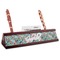 Summer Flowers Red Mahogany Nameplates with Business Card Holder - Angle