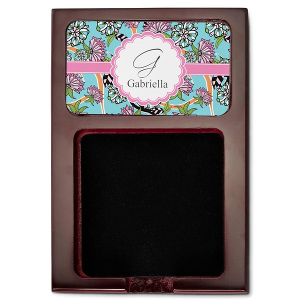 Summer Flowers Red Mahogany Sticky Note Holder - Flat