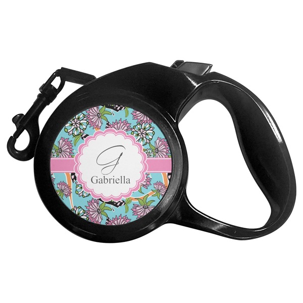 Custom Summer Flowers Retractable Dog Leash - Large (Personalized)