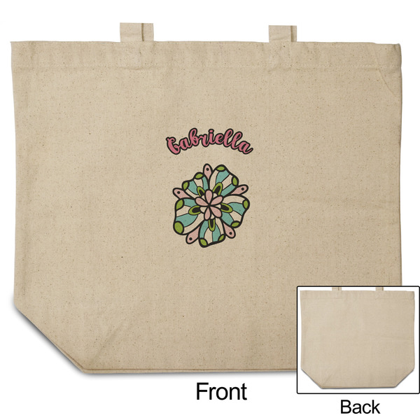 Summer Flowers Reusable Cotton Grocery Bag - Front & Back View