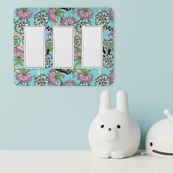 Summer Flowers Rocker Light Switch Covers - Triple - IN CONTEXT