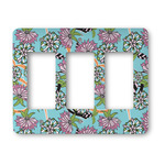 Summer Flowers Rocker Style Light Switch Cover - Three Switch