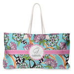 Summer Flowers Large Tote Bag with Rope Handles (Personalized)
