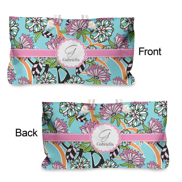 Summer Flowers Large Rope Tote - From & Back View