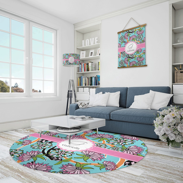 Summer Flowers Round Area Rug - IN CONTEXT