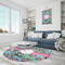 Summer Flowers Round Area Rug - IN CONTEXT