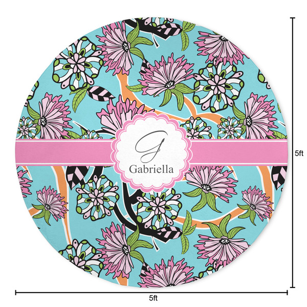 Summer Flowers Round Area Rug - Size