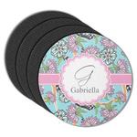 Summer Flowers Round Rubber Backed Coasters - Set of 4 (Personalized)