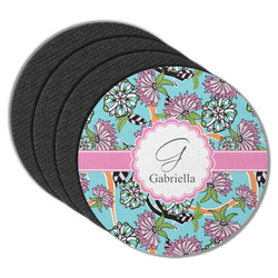 Summer Flowers Round Rubber Backed Coasters - Set of 4 (Personalized)