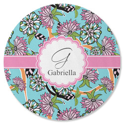 Summer Flowers Round Rubber Backed Coaster (Personalized)