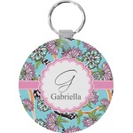 Summer Flowers Round Plastic Keychain (Personalized)
