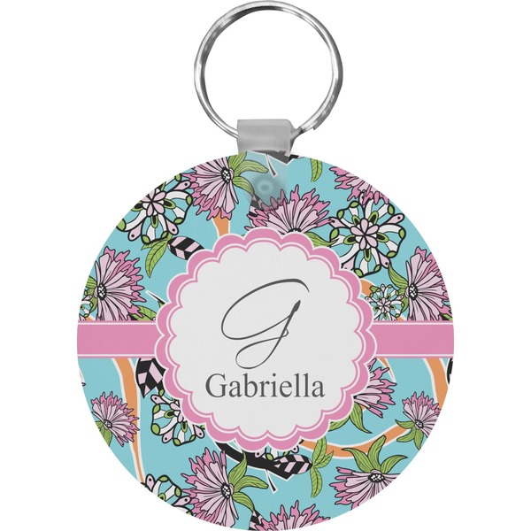 Summer Flowers Round Keychain (Personalized)