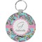 Summer Flowers Round Plastic Keychain (Personalized)