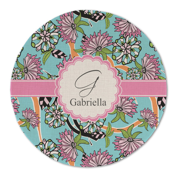 Summer Flowers Round Linen Placemats - FRONT (Double Sided)